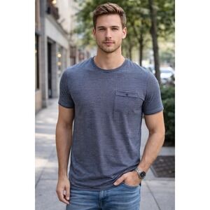 Denim & Flower Ricky Singh Men's Striped Pocket T-Shirt Blue Size Large NWT